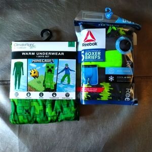 Reebok boxer briefs and Minecraft pjs
